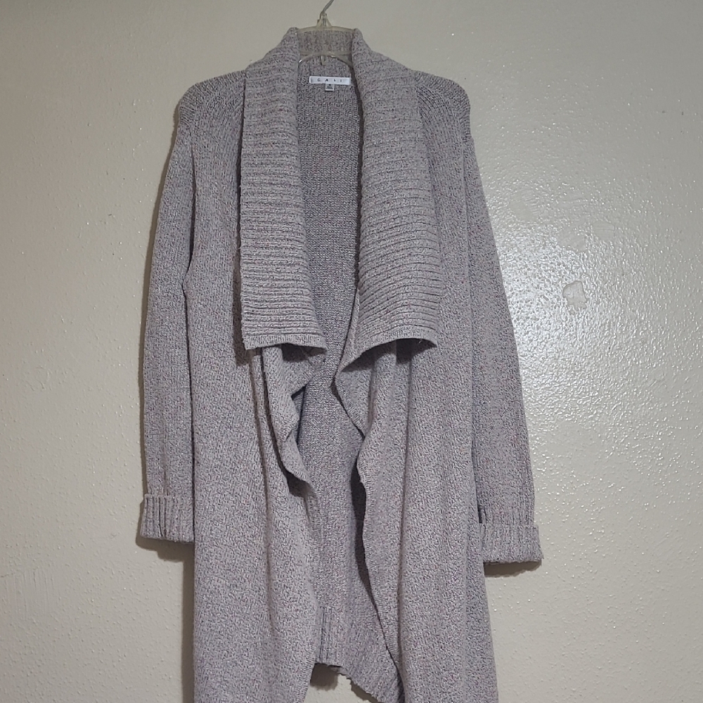 CAbi Open-Front Draped Cardigan - Light Taupe